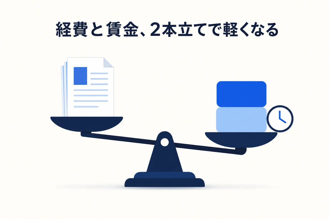 人材開発支援助成金の経費助成と賃金助成が研修費と受講時間の両方に対して積み上がる仕組みを表した図(画像内テキスト: 経費と賃金、2本立てで軽くなる)